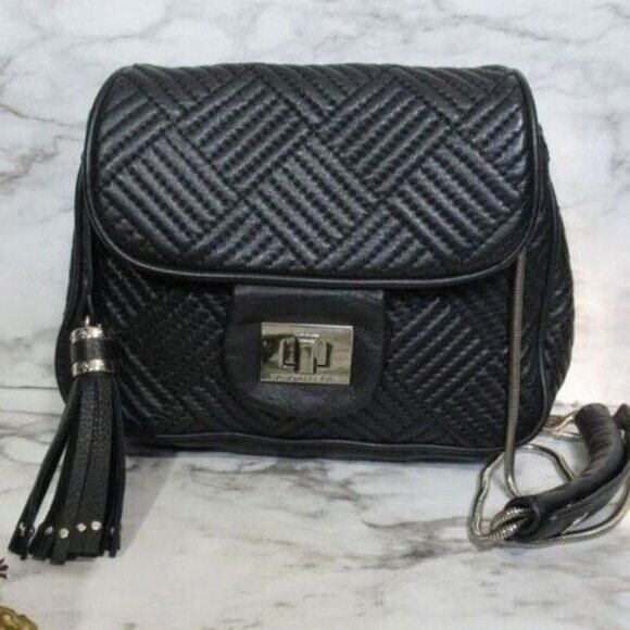 BCBGMaxAzria Handbags - BCBGMaxAzria Bag BlackCrossbody Quilted Chain Purse Leather